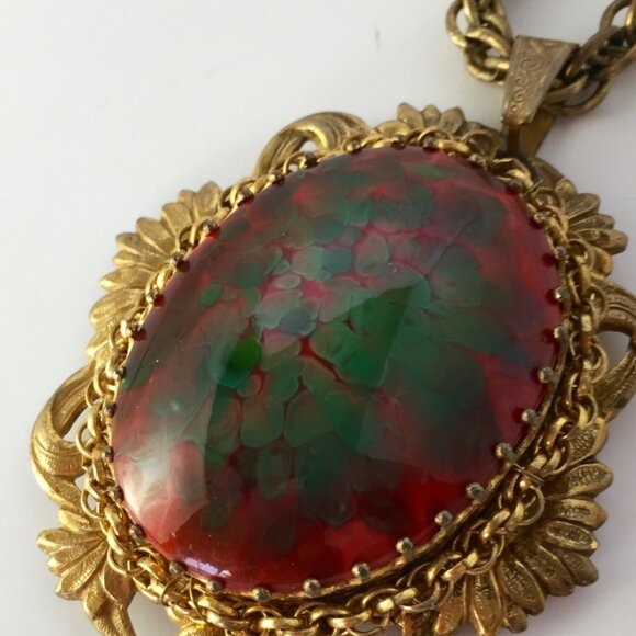 Extravagantly Large Miriam Haskell Cabochon Necklace and matching Earrings - Picture 2 of 7